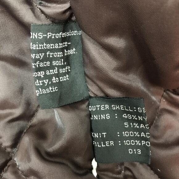 Vintage Members Only Leather Jacket Mens 46 Brown Bomber Hooded Quilted 90s - Picture 7 of 16